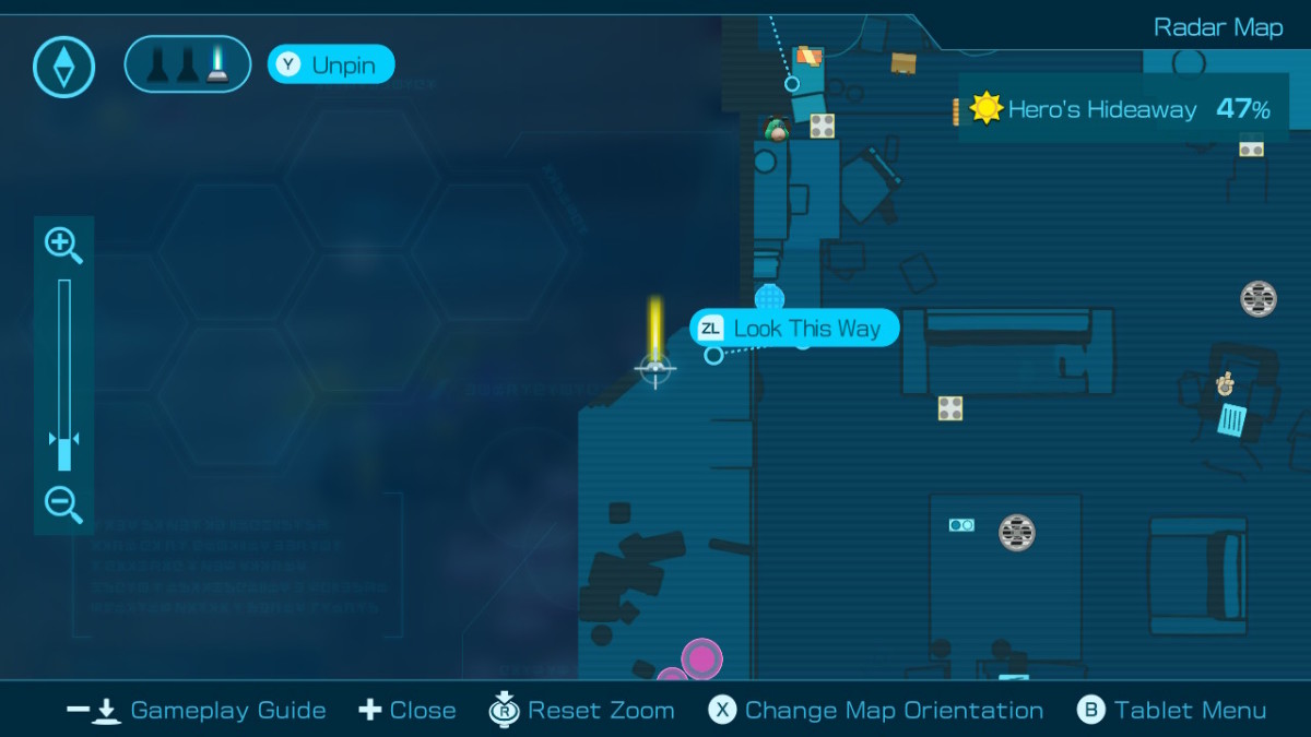 Rush the pinboard near where you first land in Hero's Hideaway.